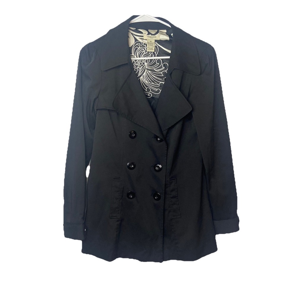 Vertigo ParisTrench‎ Coat Black Double Breasted Button DownJacket XS